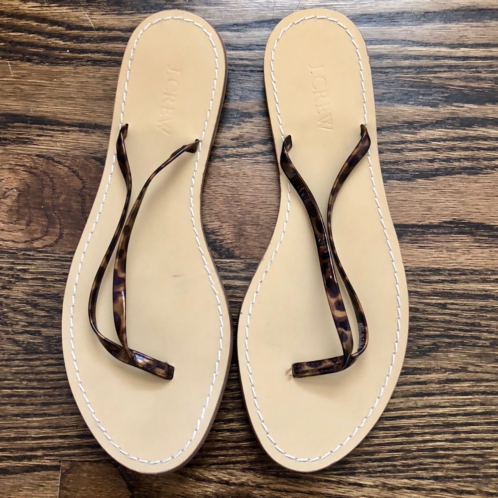 J. Crew leopard flip flops